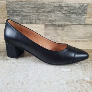Cole Haan The Go To Womens Heel Pumps Sz 7 C Black‎ Leather Slip On Block Heel